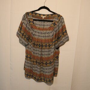 Women's Aztec Orange and Blue Blouse